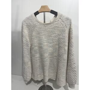 Knox Rose Women’s Large Cream Textured Knit Sweater Back Detail Cozy Pullover